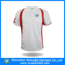 T-shirt blanc simple d&#39;impression de Polo d&#39;hommes faits sur commande bon marché pour des sports